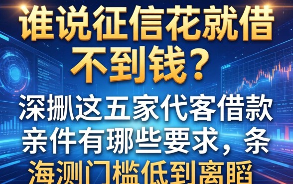 谁说征信花就借不到钱？深扒这五家代客借款条件有哪些要求，亲测门槛低到离谱
