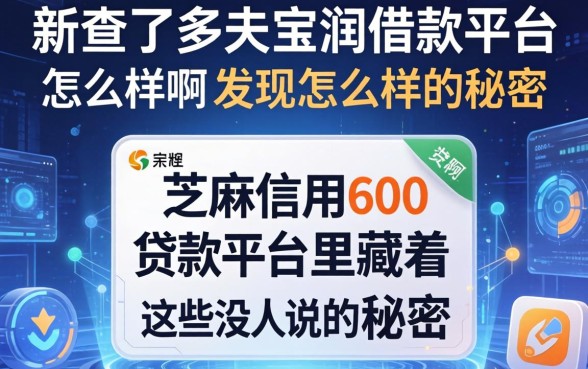 我查了半天宝润借款平台怎么样啊，发现芝麻信用600贷款平台里藏着这些没人说的秘密