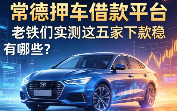 常德押车借款平台有哪些？老铁们实测这五家下款稳