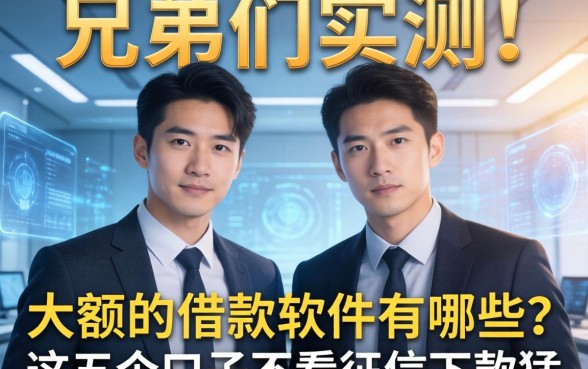 兄弟们实测：大额的借款软件有哪些？这五个口子不看征信下款猛