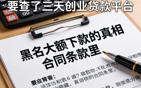 我查了三天创业贷款平台，发现黑户大额下款的真相藏在合同条款里