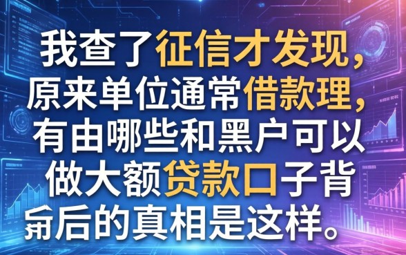 我查了征信才发现，原来单位通常借款理由有哪些和黑户可以做大额贷款口子背后的真相是这样