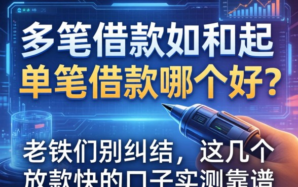 多笔借款和单笔借款哪个好？老铁们别纠结，这几个放款快的口子实测靠谱