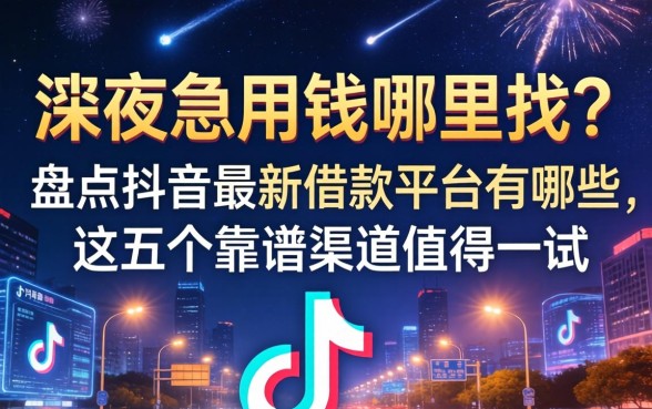 深夜急用钱哪里找？盘点抖音最新借款平台有哪些，这五个靠谱渠道值得一试