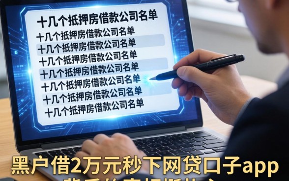 我翻了十几个抵押房借款公司名单，发现黑户借2万元秒下网贷口子app背后的真相挺扎心