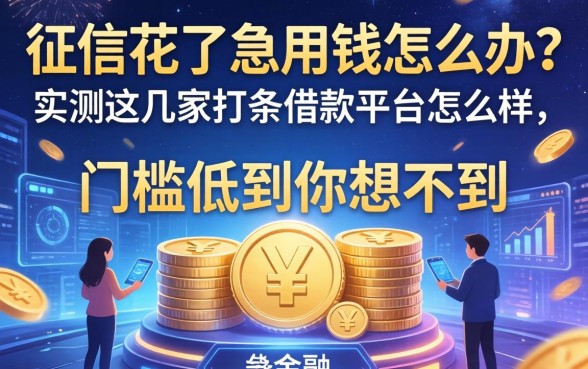 征信花了急用钱怎么办？实测这几家打条借款平台怎么样，门槛低到你想不到