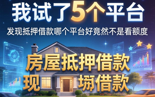 我试了5个平台，发现房屋抵押借款哪个平台好竟然不是看额度