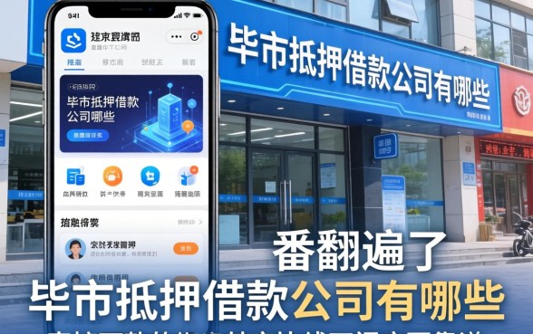 我翻遍了毕节抵押借款公司有哪些，发现直接下款的app其实比线下门店更靠谱