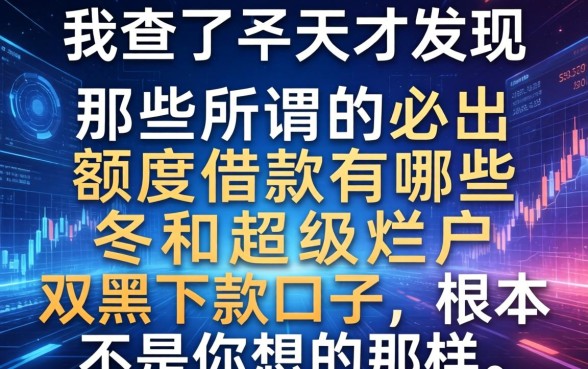 我查了半天才发现，那些所谓的必出额度借款有哪些和超级烂户双黑下款口子，根本不是你想的那样