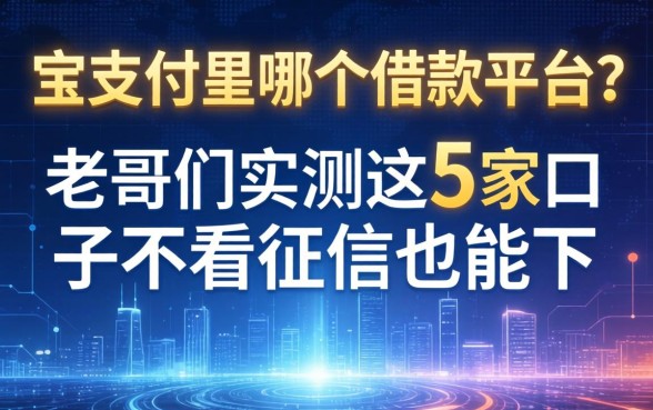 宝支付是哪个借款平台？老哥们实测这5家口子不看征信也能下