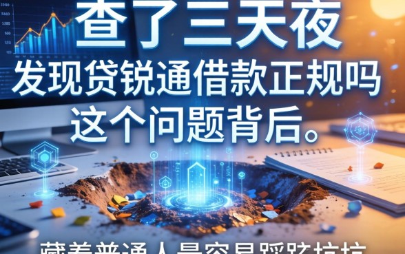 我查了三天三夜，发现贷锐通借款正规吗这个问题背后，藏着普通人最容易踩的坑