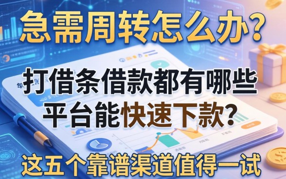 急需周转怎么办？打借条借款都有哪些平台能快速下款？这五个靠谱渠道值得一试