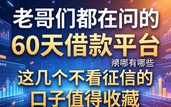 老哥们都在问的60天借款平台有哪些，这几个不看征信的口子值得收藏