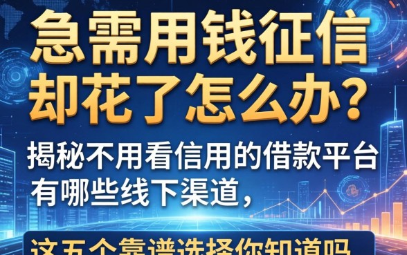 急需用钱征信却花了怎么办？揭秘不用看信用的借款平台有哪些线下渠道，这五个靠谱选择你知道吗？