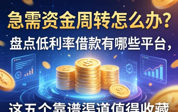 急需资金周转怎么办？盘点低利率借款有哪些平台，这五个靠谱渠道值得收藏