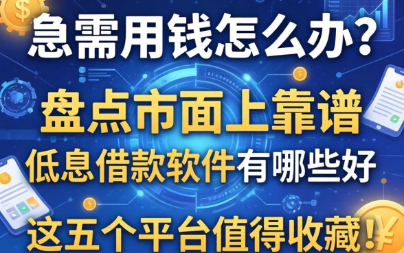急需用钱怎么办？盘点市面上靠谱的低息借款软件有哪些好，这五个平台值得收藏！