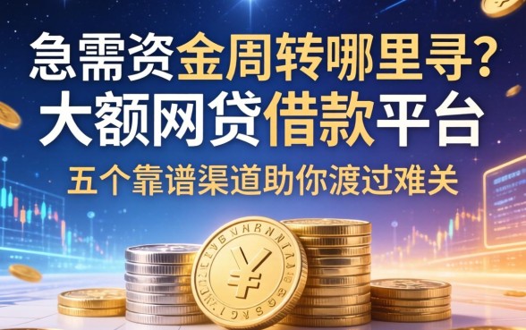 急需资金周转哪里寻？大额网贷借款平台有哪些？这五个靠谱渠道助你渡过难关