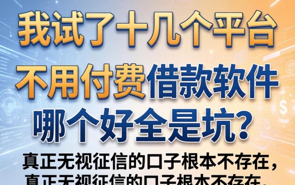 我试了十几个平台，发现不用付费借款软件哪个好全是坑，真正无视征信的口子根本不存在