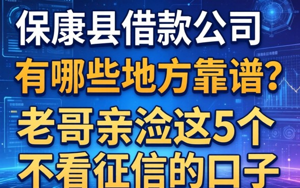 保康县借款公司有哪些地方靠谱？老哥亲测这5个不看征信的口子