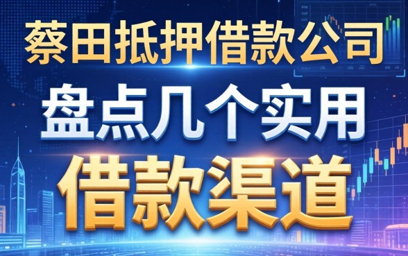 蔡甸抵押借款公司有哪些？盘点几个实用的借款渠道