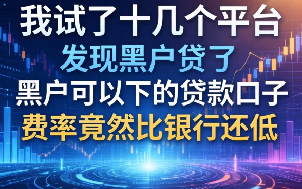 我试了十几个平台，发现黑户可以下的贷款口子费率竟然比银行还低