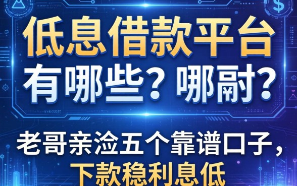 低息借款平台有哪些？老哥亲测五个靠谱口子，下款稳利息低