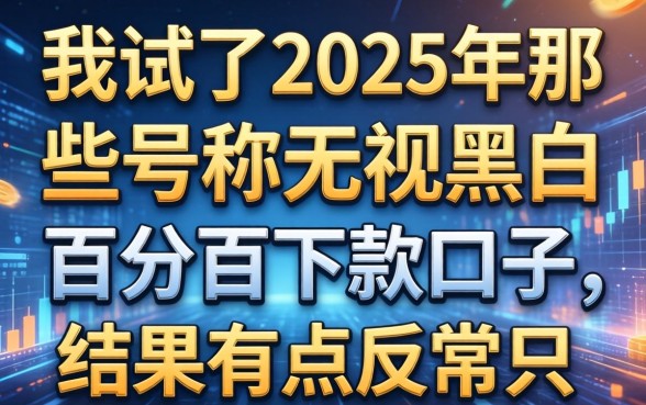 我试了2025年那些号称无视黑白百分百下款的口子，结果有点反常识