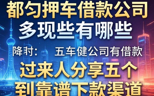 都匀押车借款公司有哪些？过来人分享五个靠谱下款渠道