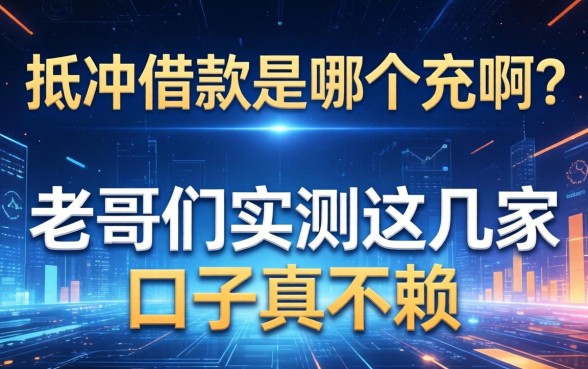 抵冲借款是哪个充啊？老哥们实测这几家口子真不赖