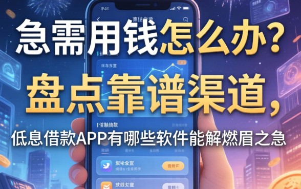 急需用钱怎么办？盘点靠谱渠道，低息借款app有哪些软件能解燃眉之急？