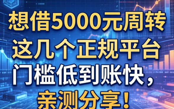 想借5000元周转，这几个正规平台门槛低到账快，亲测分享！