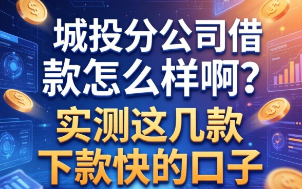 城投分公司借款怎么样啊？实测这几款下款快的口子