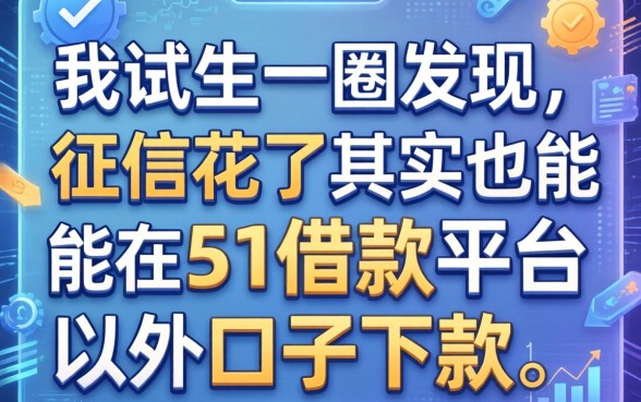 我试了一圈发现，征信花了其实也能在51借款平台以外的口子下款