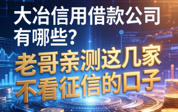 大冶信用借款公司有哪些？老哥亲测这几家不看征信的口子