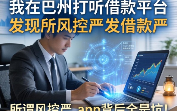 我在巴州打听借款平台，发现所谓风控不严的app背后全是坑