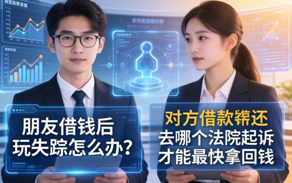朋友借钱后玩失踪怎么办？对方借款不还去哪个法院起诉才能最快拿回钱？