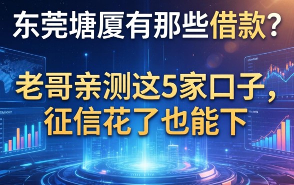 东莞塘厦有哪些借款？老哥亲测这5家口子，征信花了也能下
