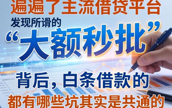 我翻遍了主流借贷平台，发现所谓的“大额秒批”背后，白条借款的都有哪些坑其实是共通的