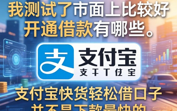 我测试了市面上比较好开通的借款有哪些，发现支付宝快贷轻松借口子并不是下款最快的