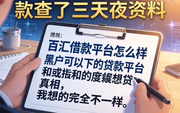 我查了三天三夜资料，发现关于百汇借款平台怎么样和黑户可以下的贷款平台的真相，和我想的完全不一样