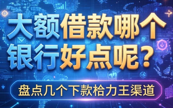 大额借款哪个银行好点呢？盘点几个下款给力的渠道