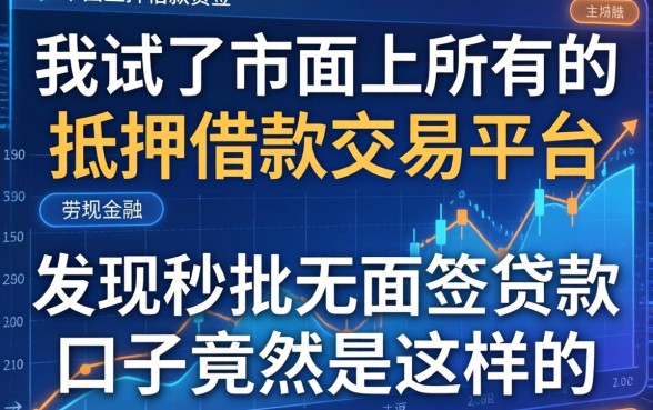 我试了市面上所有的抵押借款交易平台，发现秒批无面签贷款口子竟然是这样的