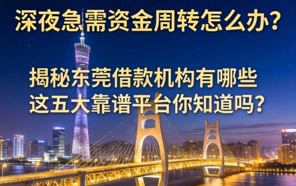 深夜急需资金周转怎么办？揭秘东莞借款机构有哪些，这五大靠谱平台你知道吗？