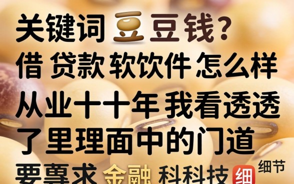 豆豆钱这借款软件怎么样？从业十年我看透了里面的门道