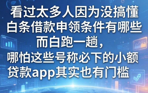 我看过太多人因为没搞懂白条借款申领条件有哪些而白跑一趟，哪怕那些号称必下的小额贷款app其实也有门槛
