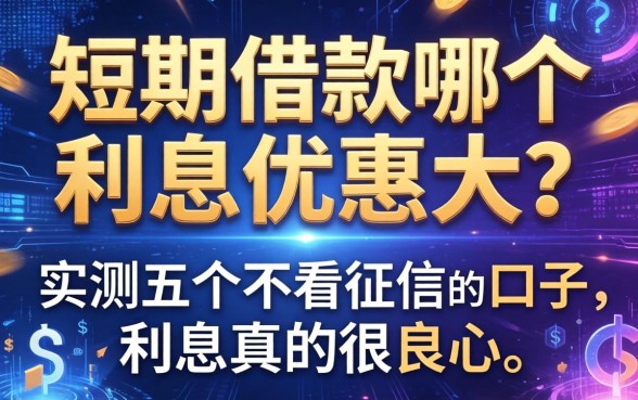 短期借款哪个利息优惠大？实测五个不看征信的口子，利息真的很良心