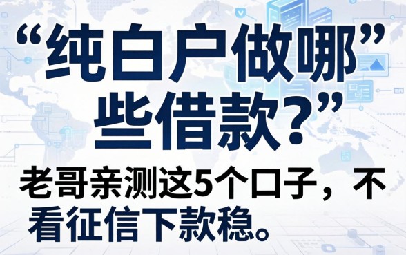 纯白户做哪些借款？老哥亲测这5个口子，不看征信下款稳