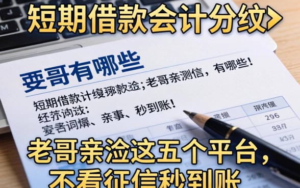短期借款会计分录有哪些？老哥亲测这五个平台，不看征信秒到账