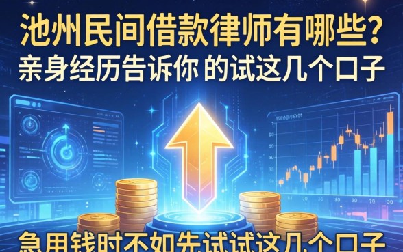 池州民间借款律师有哪些？亲身经历告诉你，急用钱时不如先试试这几个口子