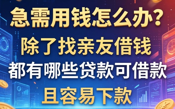 急需用钱怎么办？除了找亲友借钱，都有哪些贷款可借款且容易下款？